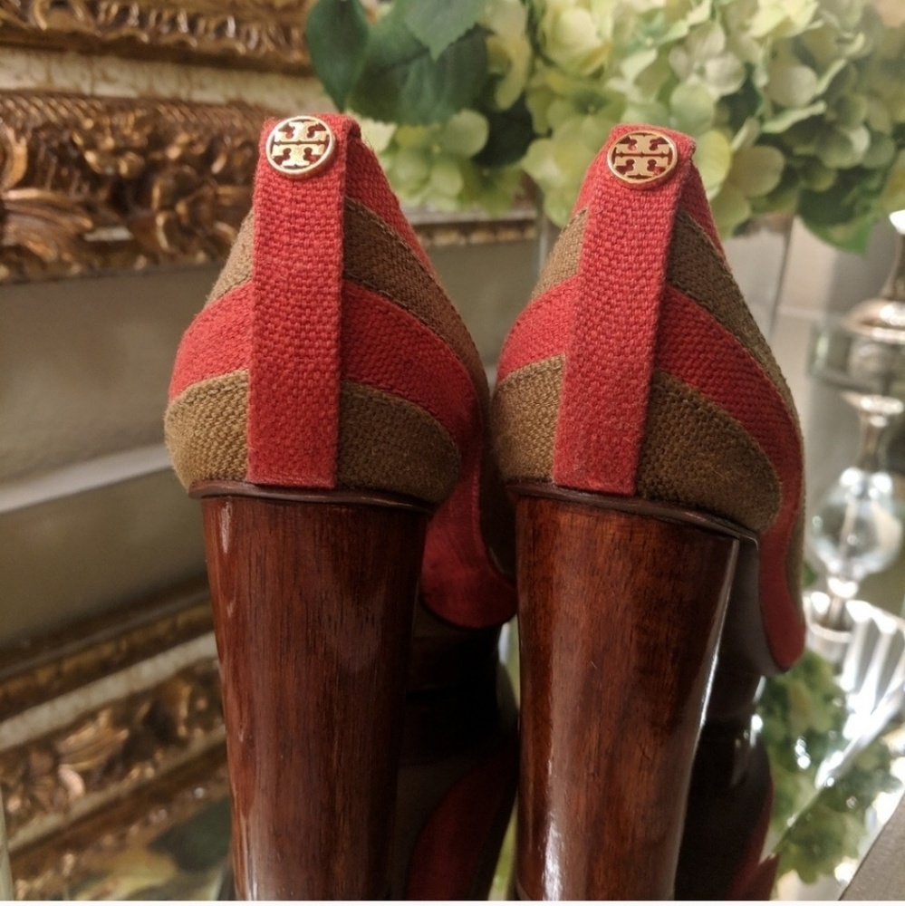 ❗SOLD❗Tory Burch Joelle Platform Linen Block Pumps - Picture 4 of 8